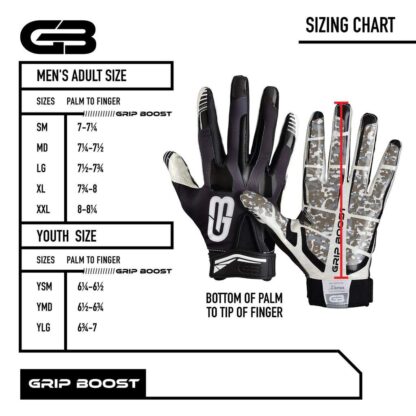 Gripboost Football Gloves Size Chart